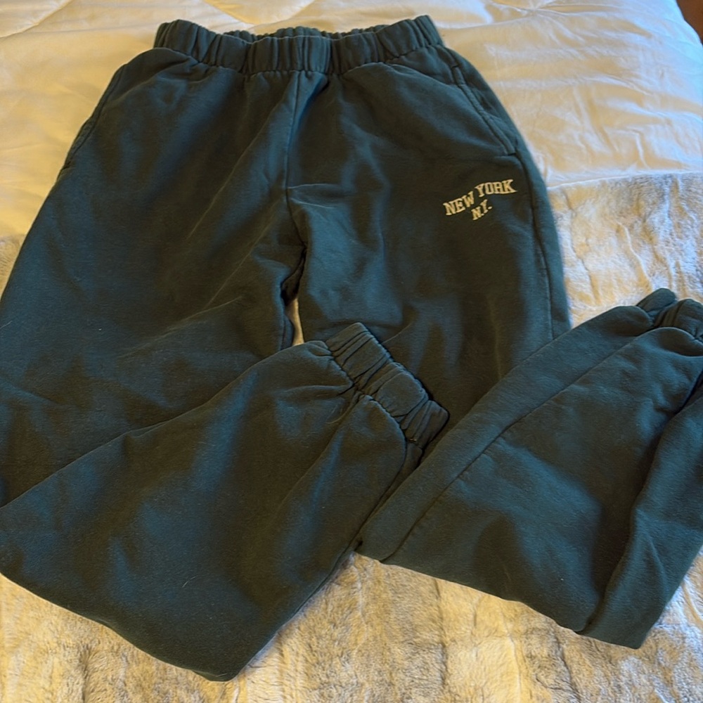 Brandy Melville Forest Green sweatpants with New York print One size